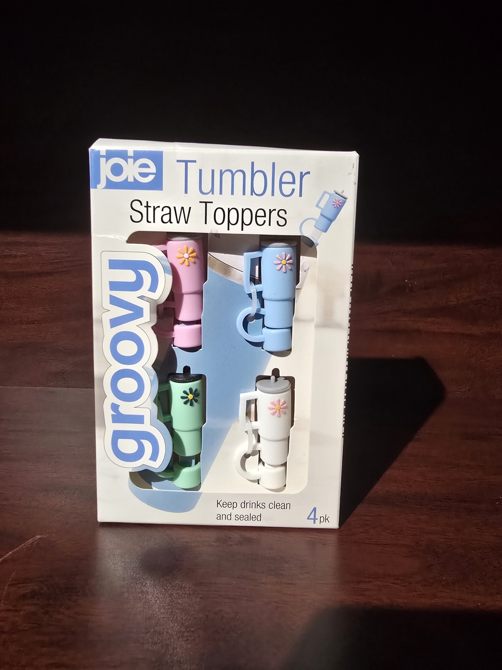 Joie Groovy Tumbler Straw Toppers - Pink, Blue, Green, White